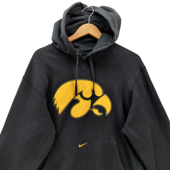 Nike Iowa Hawkeyes Hoodie Mens M Black Embroidered Heavyweight Logo Sweatshirt - Picture 2 of 12